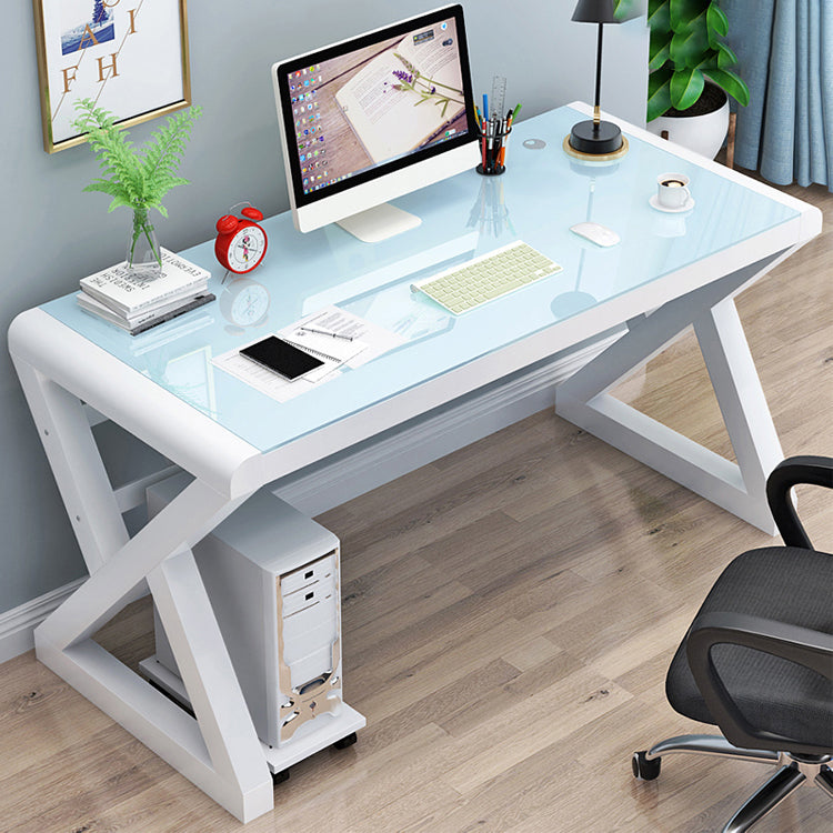 Rectangular Glass Top Office Desk Contemporary Computer Desk