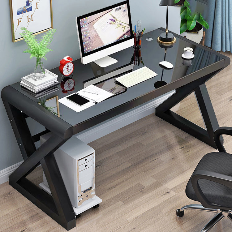 Rectangular Glass Top Office Desk Contemporary Computer Desk