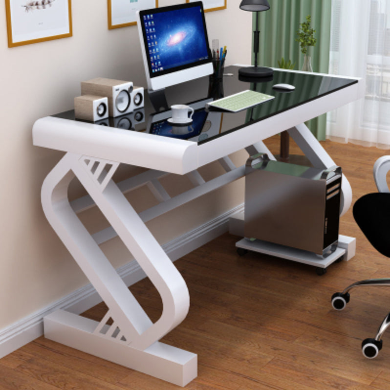 Rectangular Glass Top Office Desk Contemporary Computer Desk