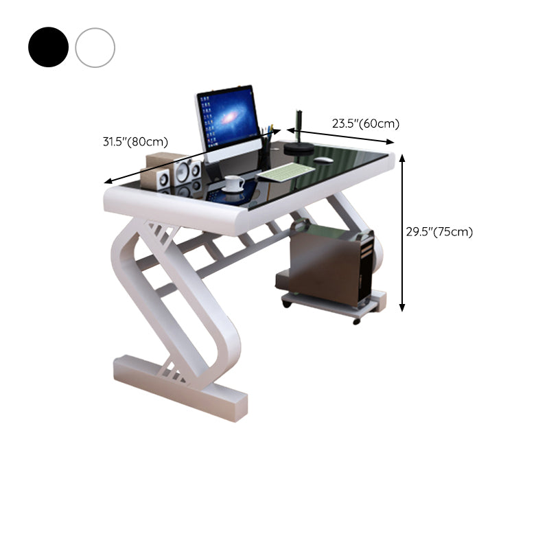 Rectangular Glass Top Office Desk Contemporary Computer Desk