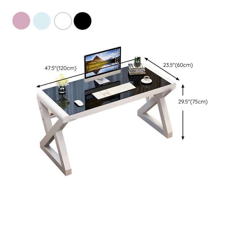 Rectangular Glass Top Office Desk Contemporary Computer Desk