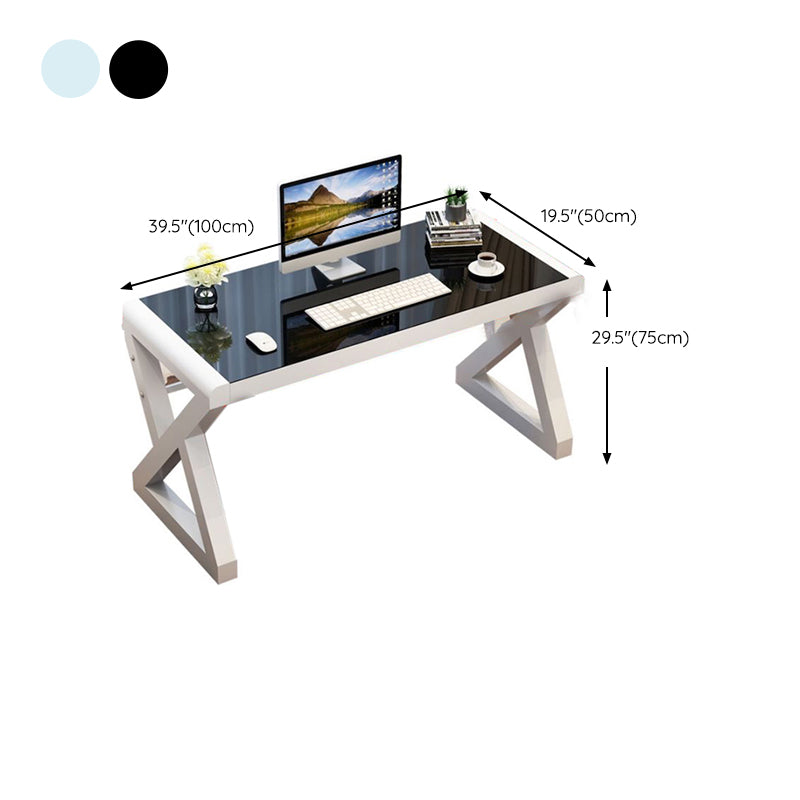 Rectangular Glass Top Office Desk Contemporary Computer Desk