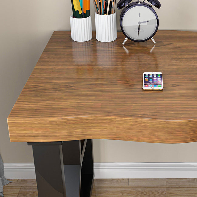 Brown Industrial Writing Desk Rectangular Solid Wood Computer Desk