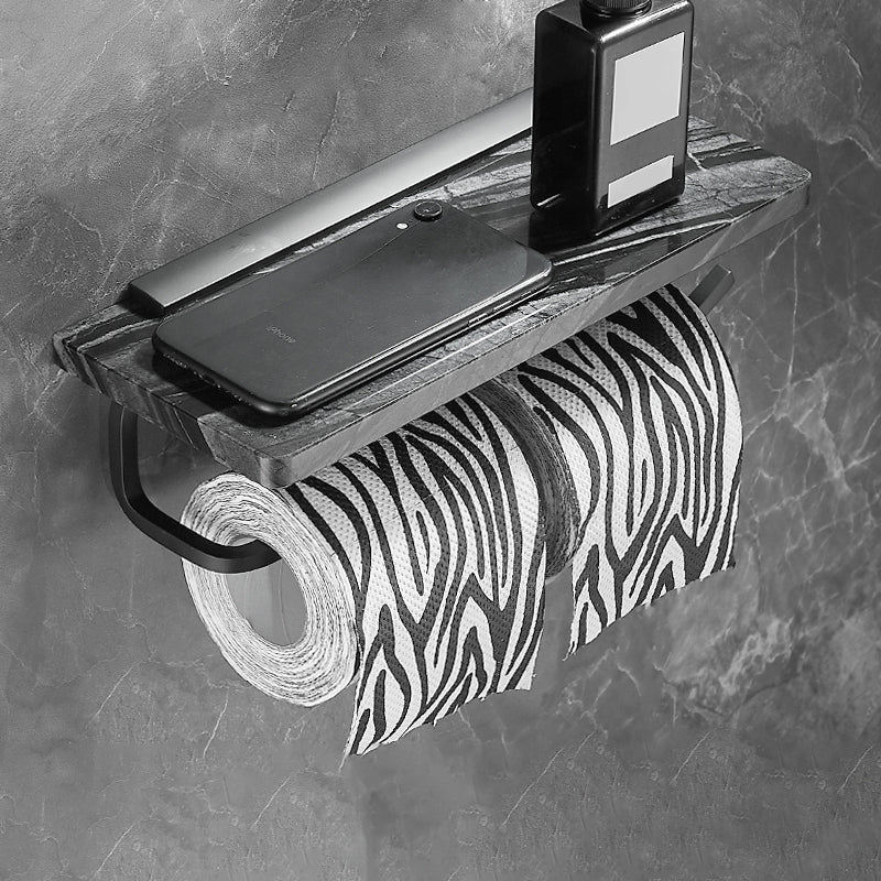 Metal and Marble Bathroom Accessory as Individual or as a Set in Black