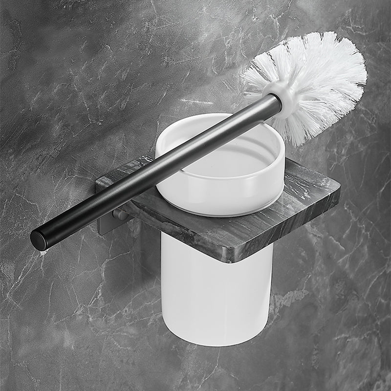 Metal and Marble Bathroom Accessory as Individual or as a Set in Black