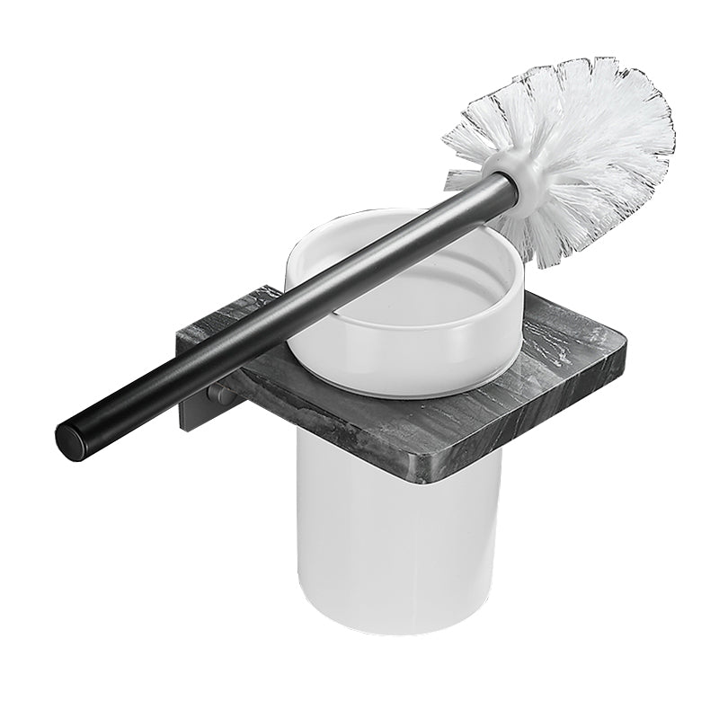 Metal and Marble Bathroom Accessory as Individual or as a Set in Black