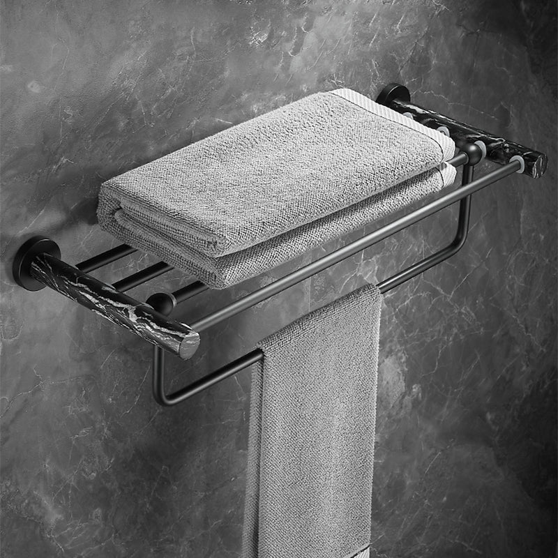 Metal and Marble Bathroom Accessory as Individual or as a Set in Black