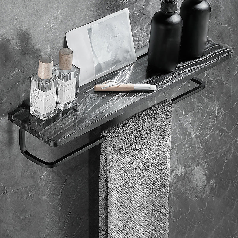 Metal and Marble Bathroom Accessory as Individual or as a Set in Black