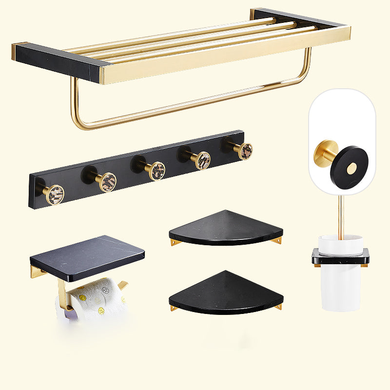 Metal and Marble Bathroom Minimalist Accessory as Individual or as a Set in Gold