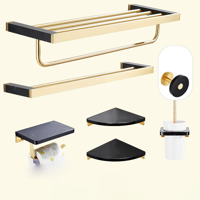 Metal and Marble Bathroom Minimalist Accessory as Individual or as a Set in Gold