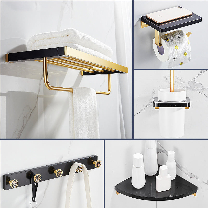 Metal and Marble Bathroom Minimalist Accessory as Individual or as a Set in Gold