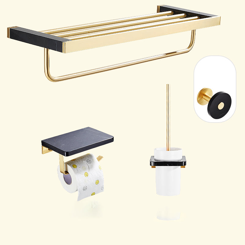 Metal and Marble Bathroom Minimalist Accessory as Individual or as a Set in Gold