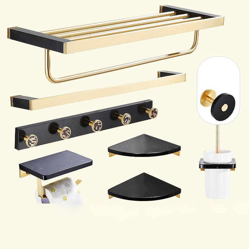 Metal and Marble Bathroom Minimalist Accessory as Individual or as a Set in Gold