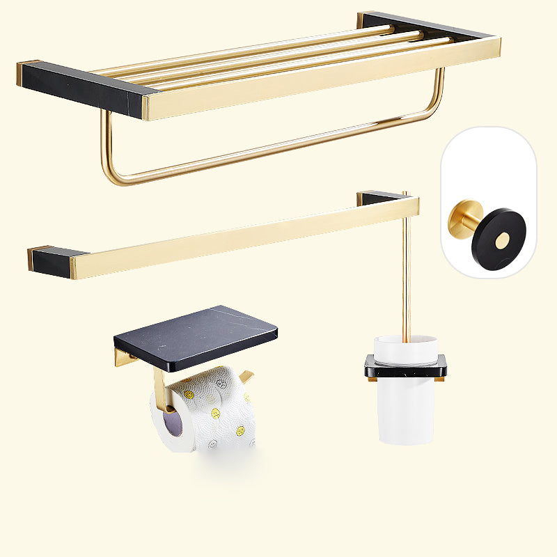 Metal and Marble Bathroom Minimalist Accessory as Individual or as a Set in Gold