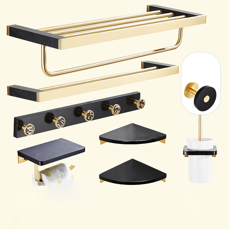 Metal and Marble Bathroom Minimalist Accessory as Individual or as a Set in Gold