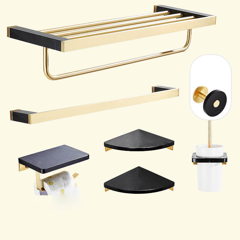 Metal and Marble Bathroom Minimalist Accessory as Individual or as a Set in Gold