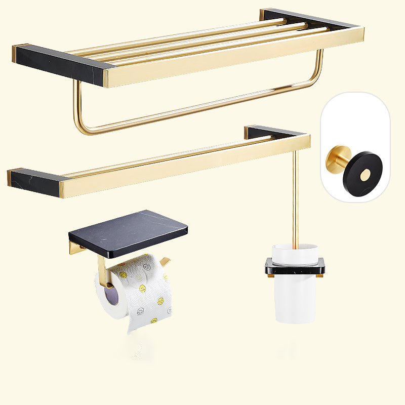 Metal and Marble Bathroom Minimalist Accessory as Individual or as a Set in Gold