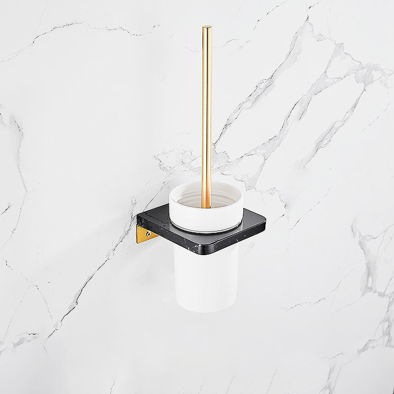 Metal and Marble Bathroom Minimalist Accessory as Individual or as a Set in Gold