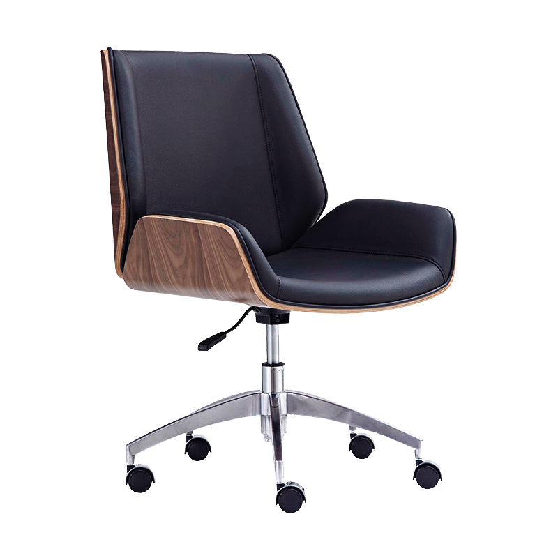 Contemporary Office Chair Faux Leather Task Mid Back Chair with Wheels