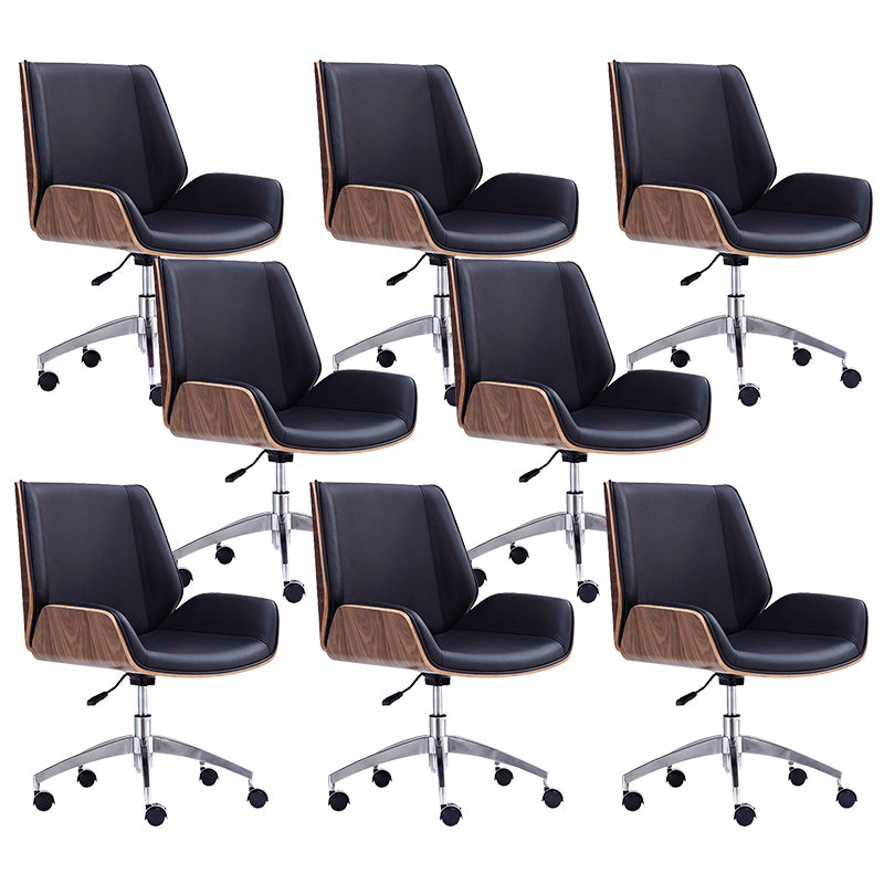 Contemporary Office Chair Faux Leather Task Mid Back Chair with Wheels