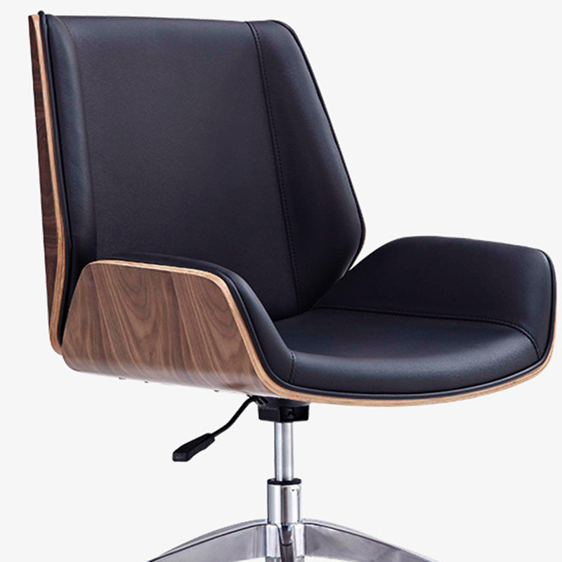 Contemporary Office Chair Faux Leather Task Mid Back Chair with Wheels