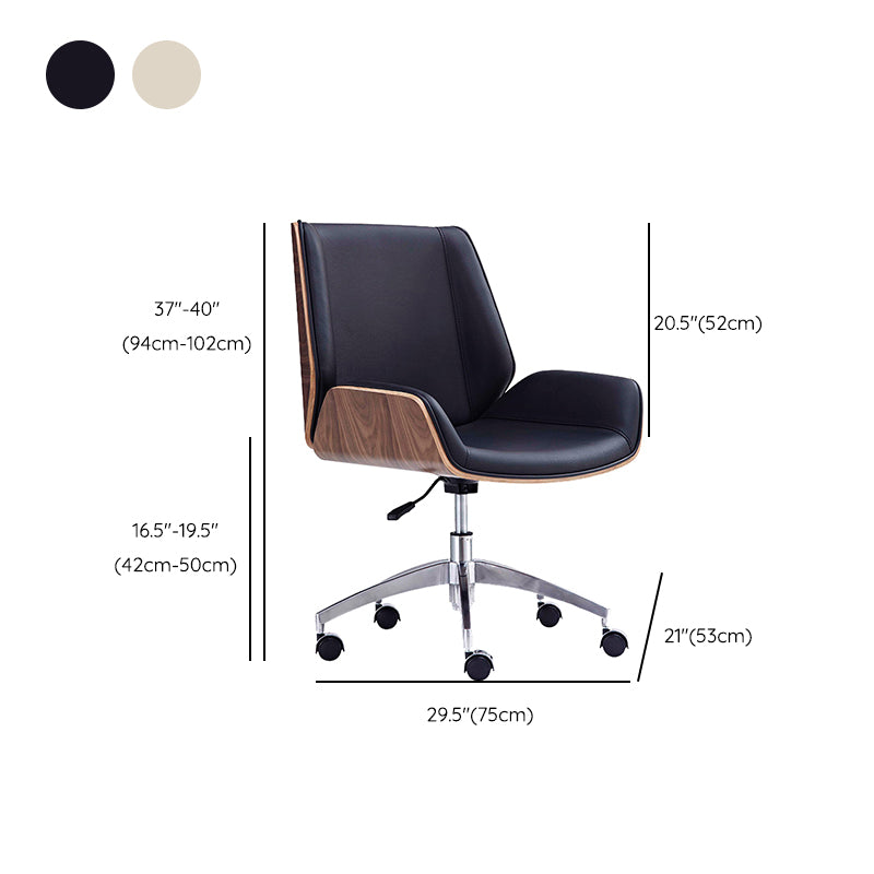 Contemporary Office Chair Faux Leather Task Mid Back Chair with Wheels