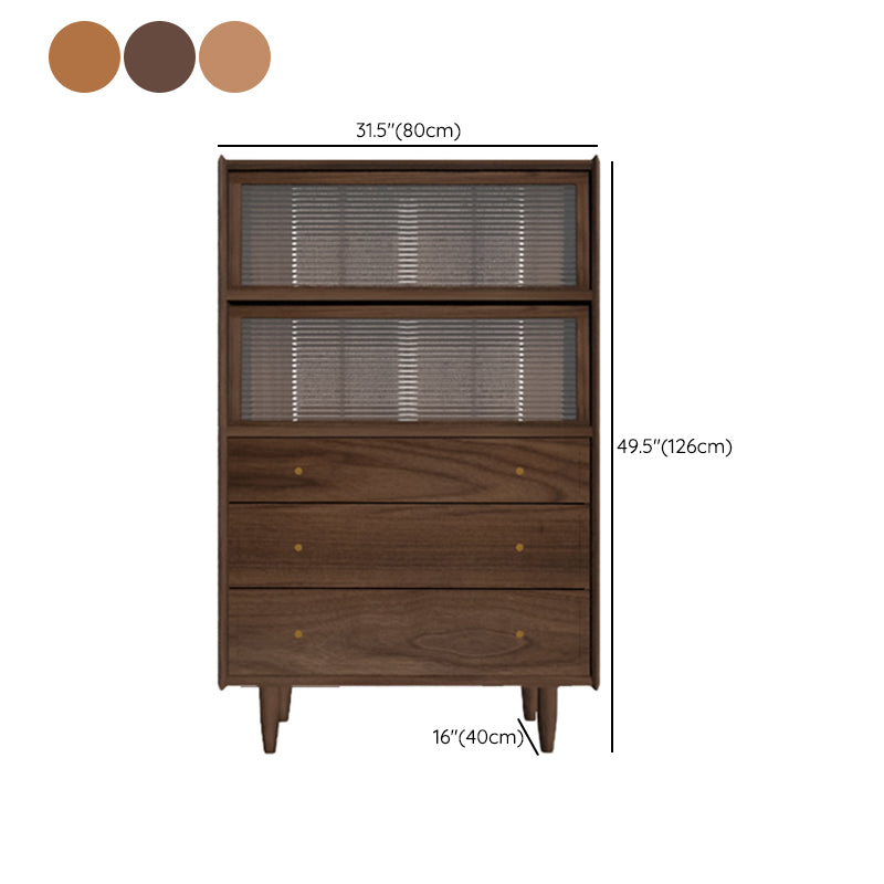 Scandinavian Pine Display Stand Glass Doors Buffet Cabinet with Doors