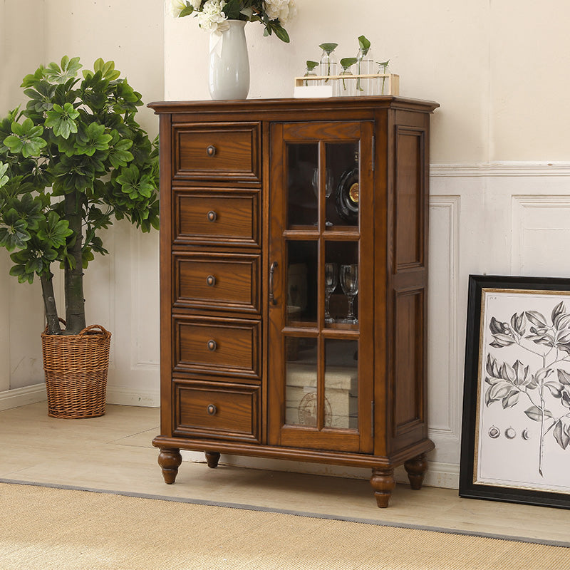 Traditional Ash Display Stand Glass Doors Standard Display Cabinet for Living Room