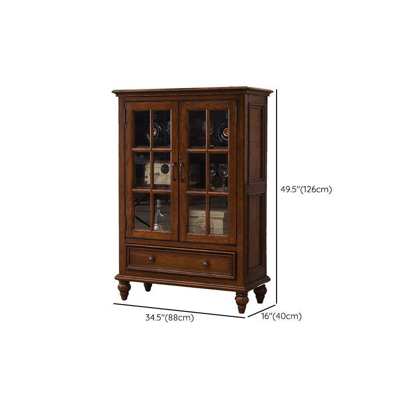 Traditional Ash Display Stand Glass Doors Standard Display Cabinet for Living Room