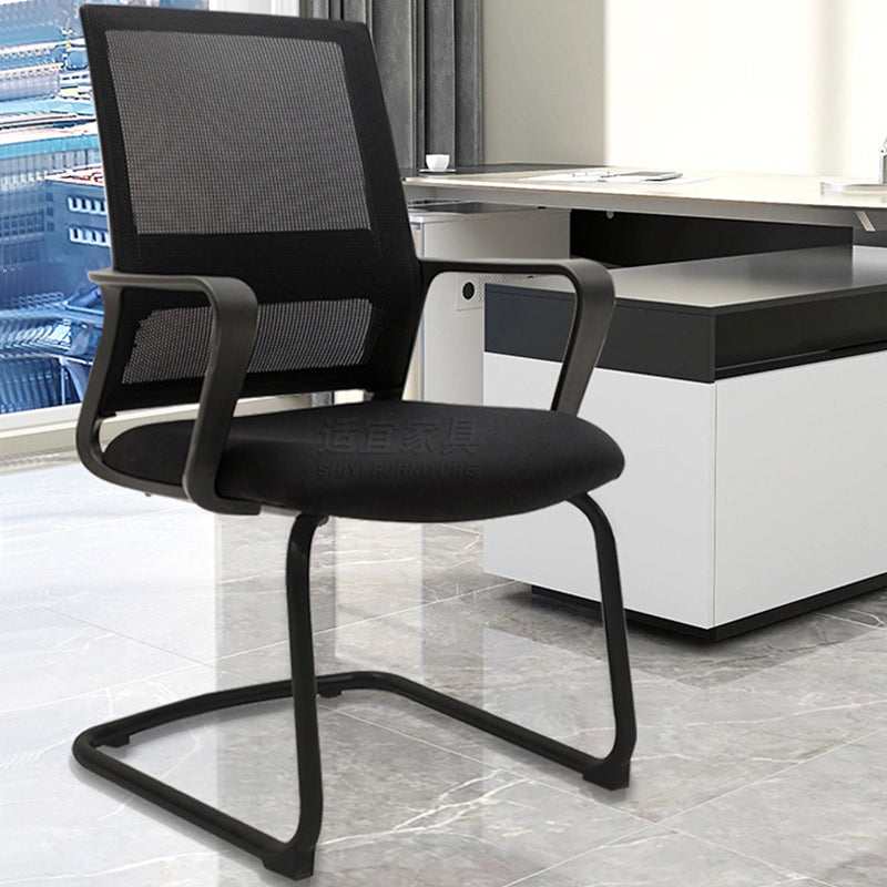 Modern Desk Chair Mesh Computer Chair Mid-Back Chair No Wheels