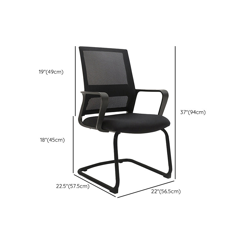 Modern Desk Chair Mesh Computer Chair Mid-Back Chair No Wheels