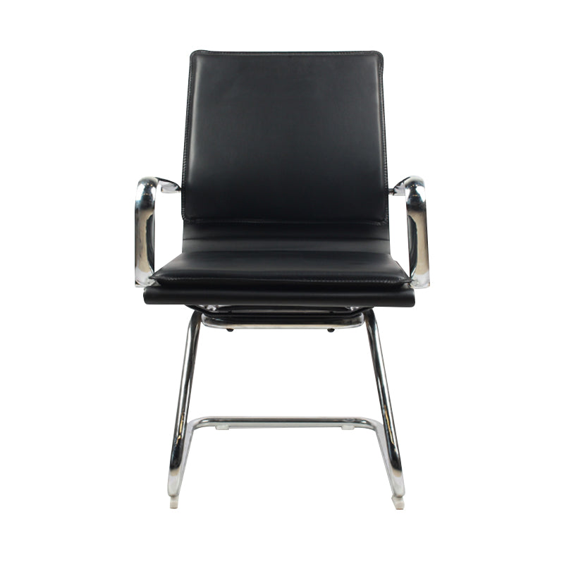 Modern Desk Chair Leather Computer Chair Mid-Back Chair with Wheels/No Wheels