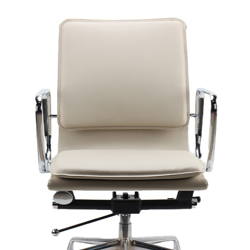 Modern Desk Chair Leather Computer Chair Mid-Back Chair with Wheels/No Wheels