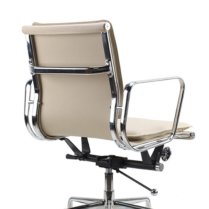 Modern Desk Chair Leather Computer Chair Mid-Back Chair with Wheels/No Wheels