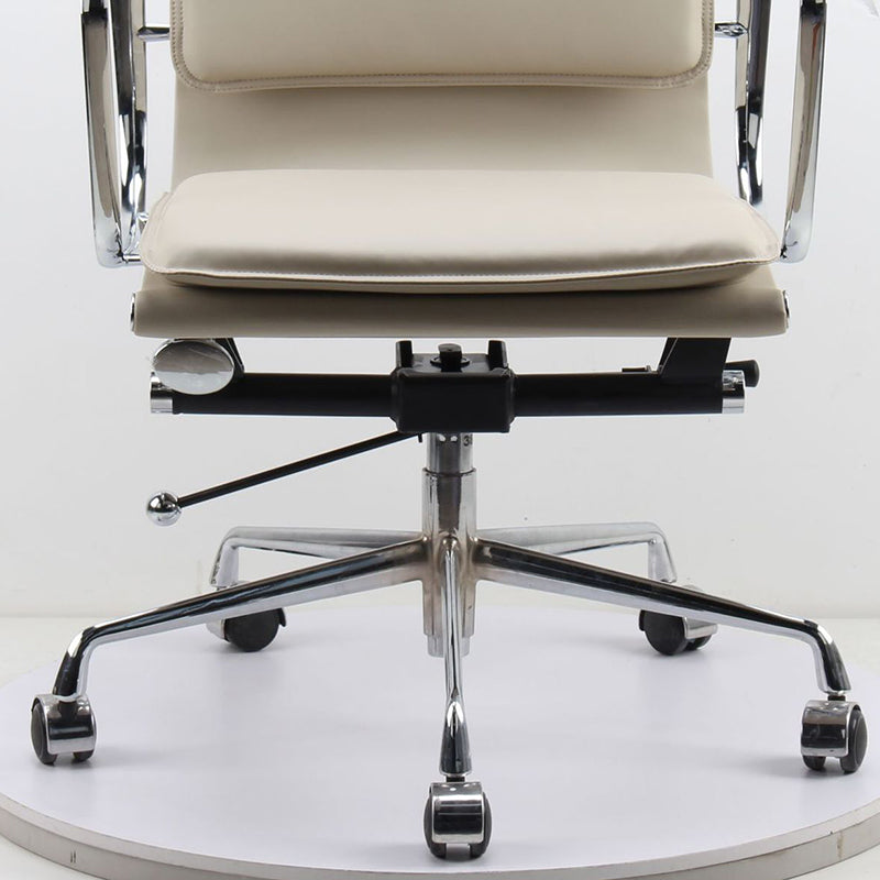 Modern Desk Chair Leather Computer Chair Mid-Back Chair with Wheels/No Wheels