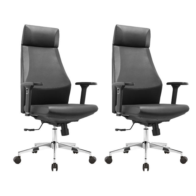 Modern Desk Chair Leather Computer Chair in Black/Gray High-Back Chair with Wheels