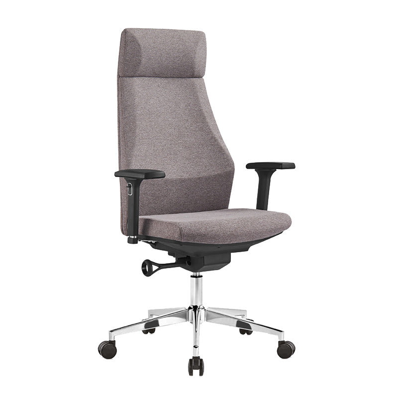 Modern Desk Chair Leather Computer Chair in Black/Gray High-Back Chair with Wheels