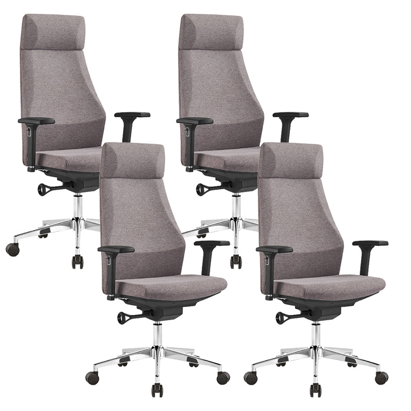 Modern Desk Chair Leather Computer Chair in Black/Gray High-Back Chair with Wheels