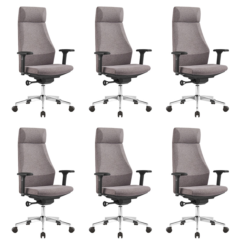 Modern Desk Chair Leather Computer Chair in Black/Gray High-Back Chair with Wheels