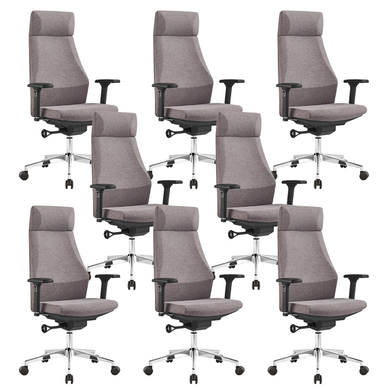 Modern Desk Chair Leather Computer Chair in Black/Gray High-Back Chair with Wheels