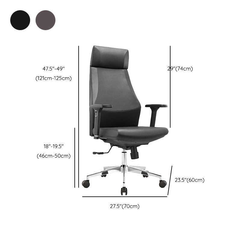 Modern Desk Chair Leather Computer Chair in Black/Gray High-Back Chair with Wheels