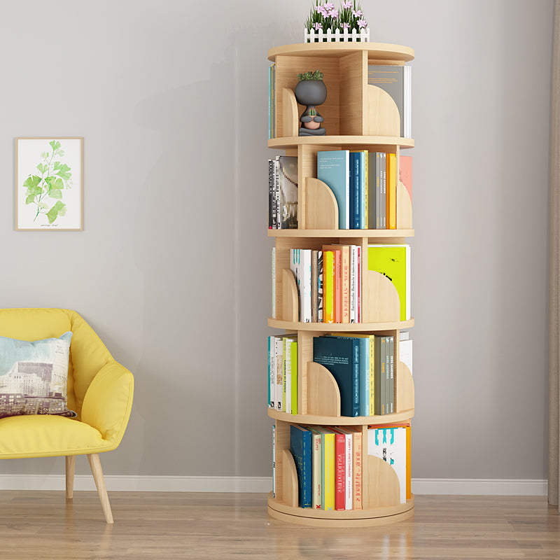 Modern Wooden Rotatable Storage Bookshelf Home Round Bookcase