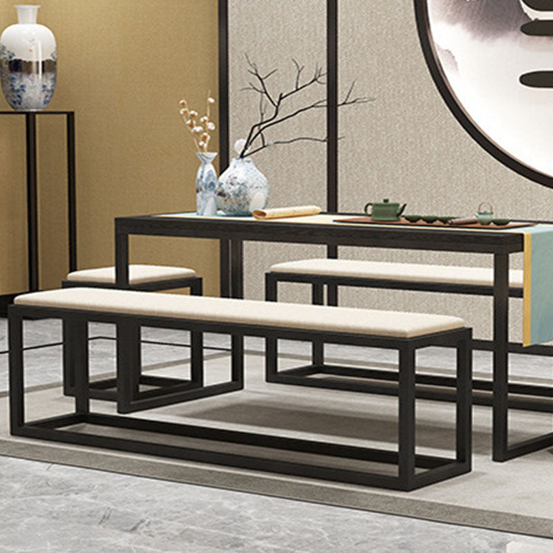 Contemporary Upholstered Bench Home Seating Bench with Black Legs