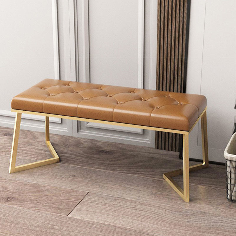 Mid-Century Modern Upholstered Bench Rectangle Bedroom Seating Bench with Legs