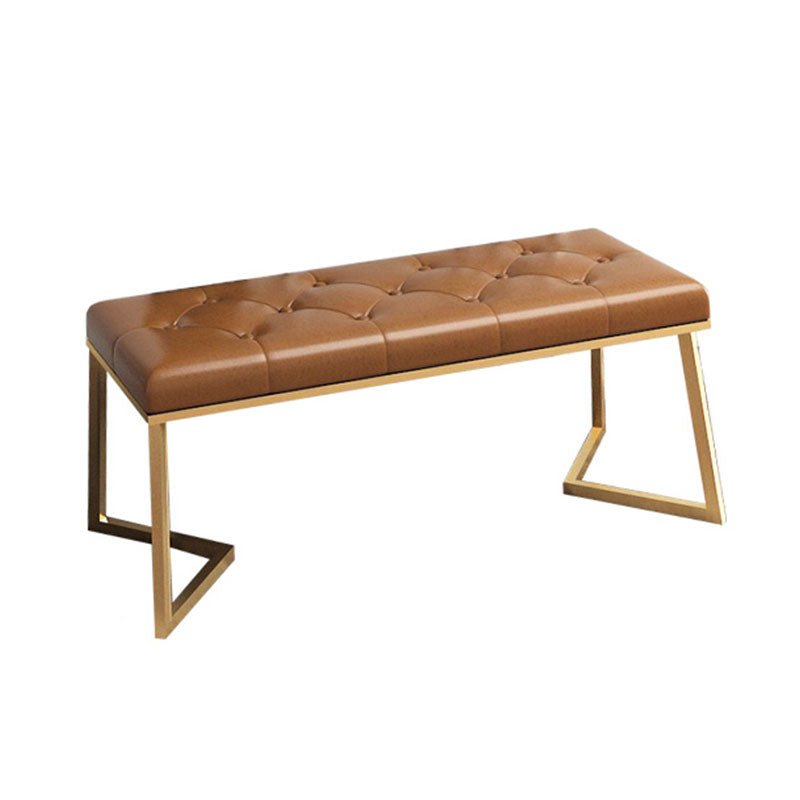 Mid-Century Modern Upholstered Bench Rectangle Bedroom Seating Bench with Legs