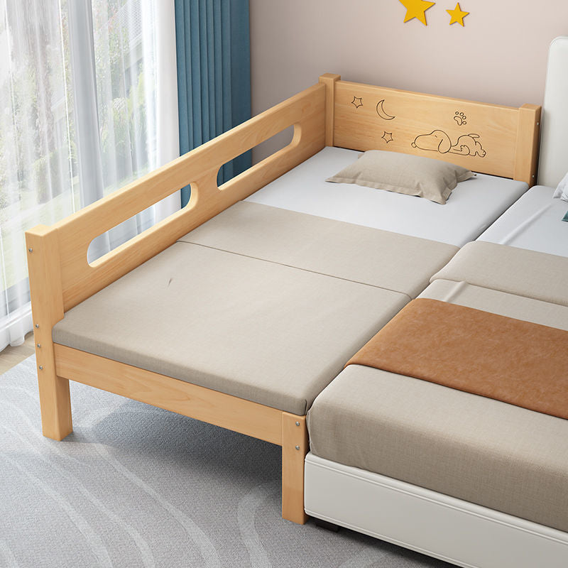 Contemporary Solid Wood Standard Bed Panel Headboard Kids Bed with Guardrail