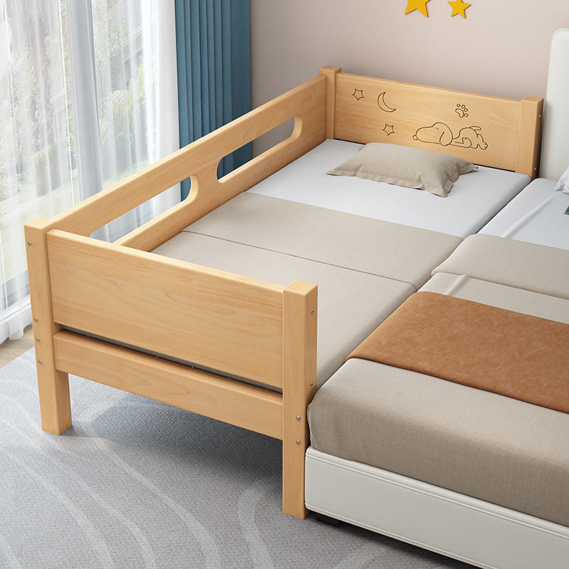 Contemporary Solid Wood Standard Bed Panel Headboard Kids Bed with Guardrail