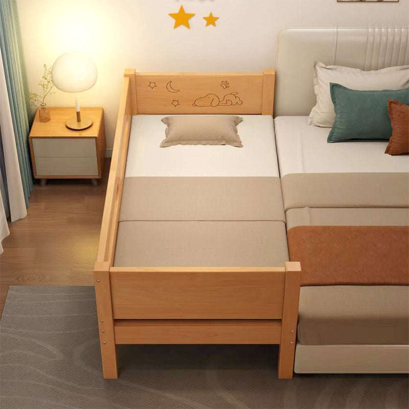 Contemporary Solid Wood Standard Bed Panel Headboard Kids Bed with Guardrail