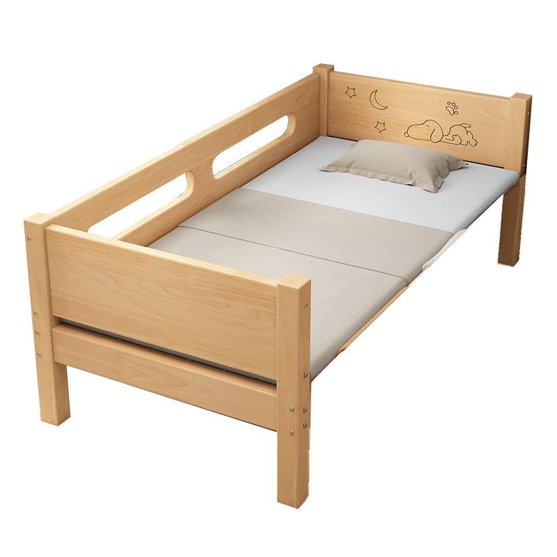 Contemporary Solid Wood Standard Bed Panel Headboard Kids Bed with Guardrail