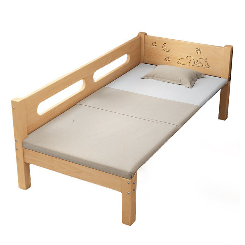 Contemporary Solid Wood Standard Bed Panel Headboard Kids Bed with Guardrail